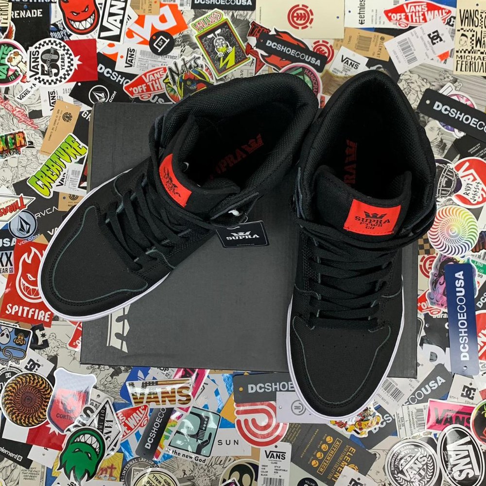 SUPRA VAIDER BLACK, WHITE & RED TUF SKATE SHOES NEW WITH BOX - Picture 6 of 10